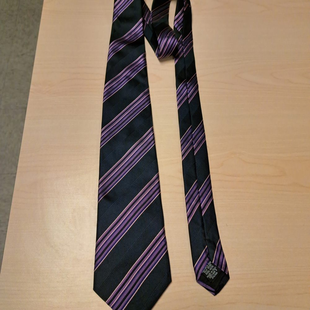 Hugo Boss Black and Purple Striped Tie